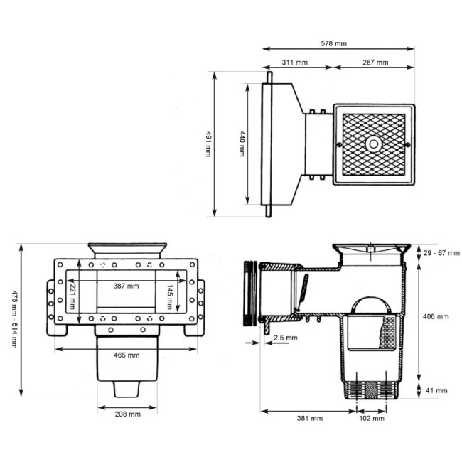 Закладні для басейнів Скімер Hayward SP1085 AutoSkim Wide під лайнер